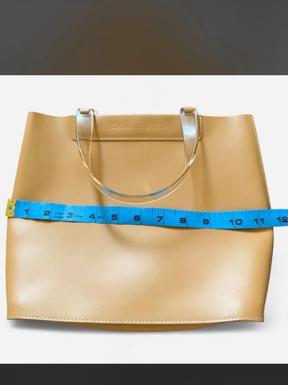 Structured Camel Tote with Clear Top Handles